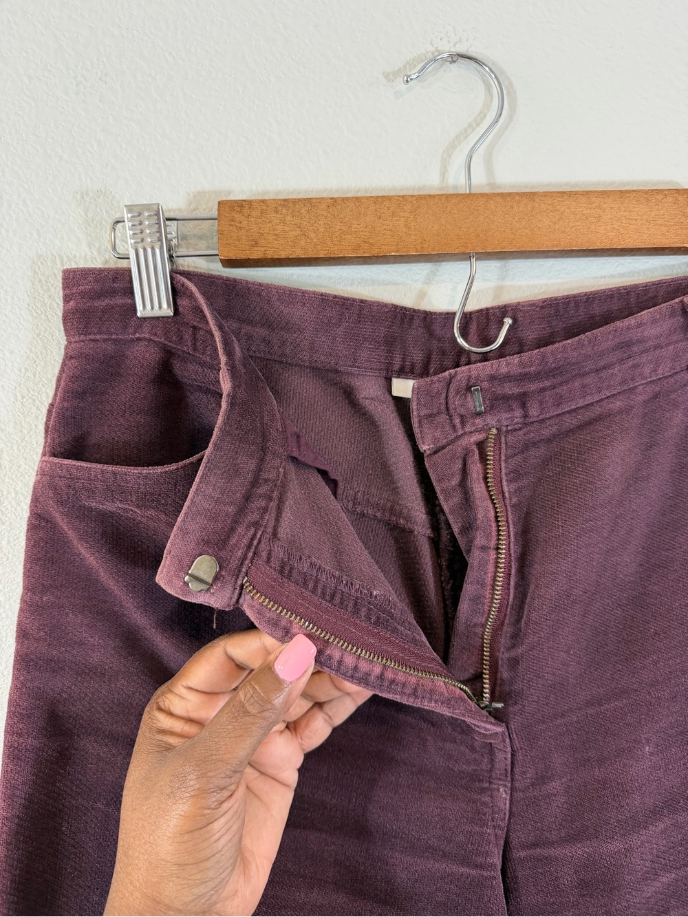 Laura Ashley Purple Corduroy Pants Size US 8 Wide Leg 90s Cottage Casual Preppy - Picture 7 of 11